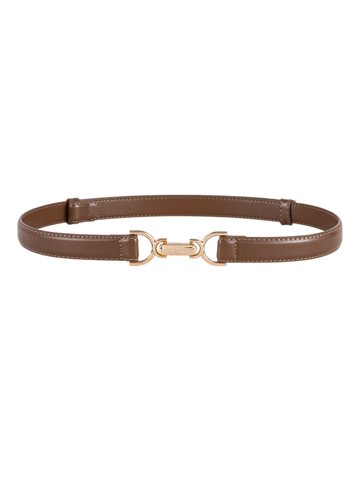Metal Buckle Slim Leather Waist Belt