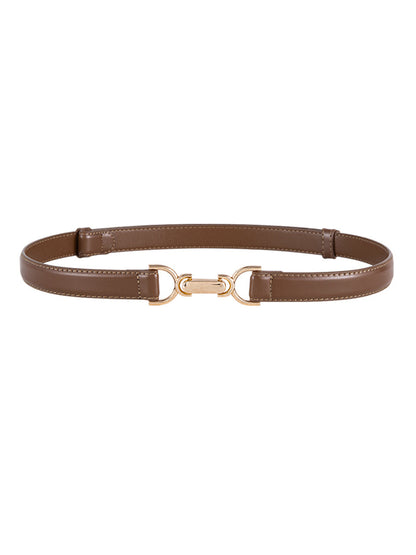 Metal Buckle Slim Leather Waist Belt