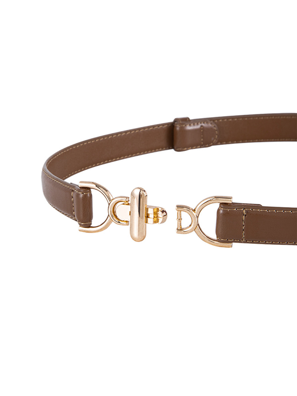 Metal Buckle Slim Leather Waist Belt