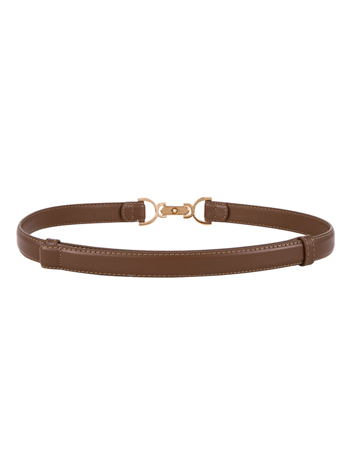 Metal Buckle Slim Leather Waist Belt