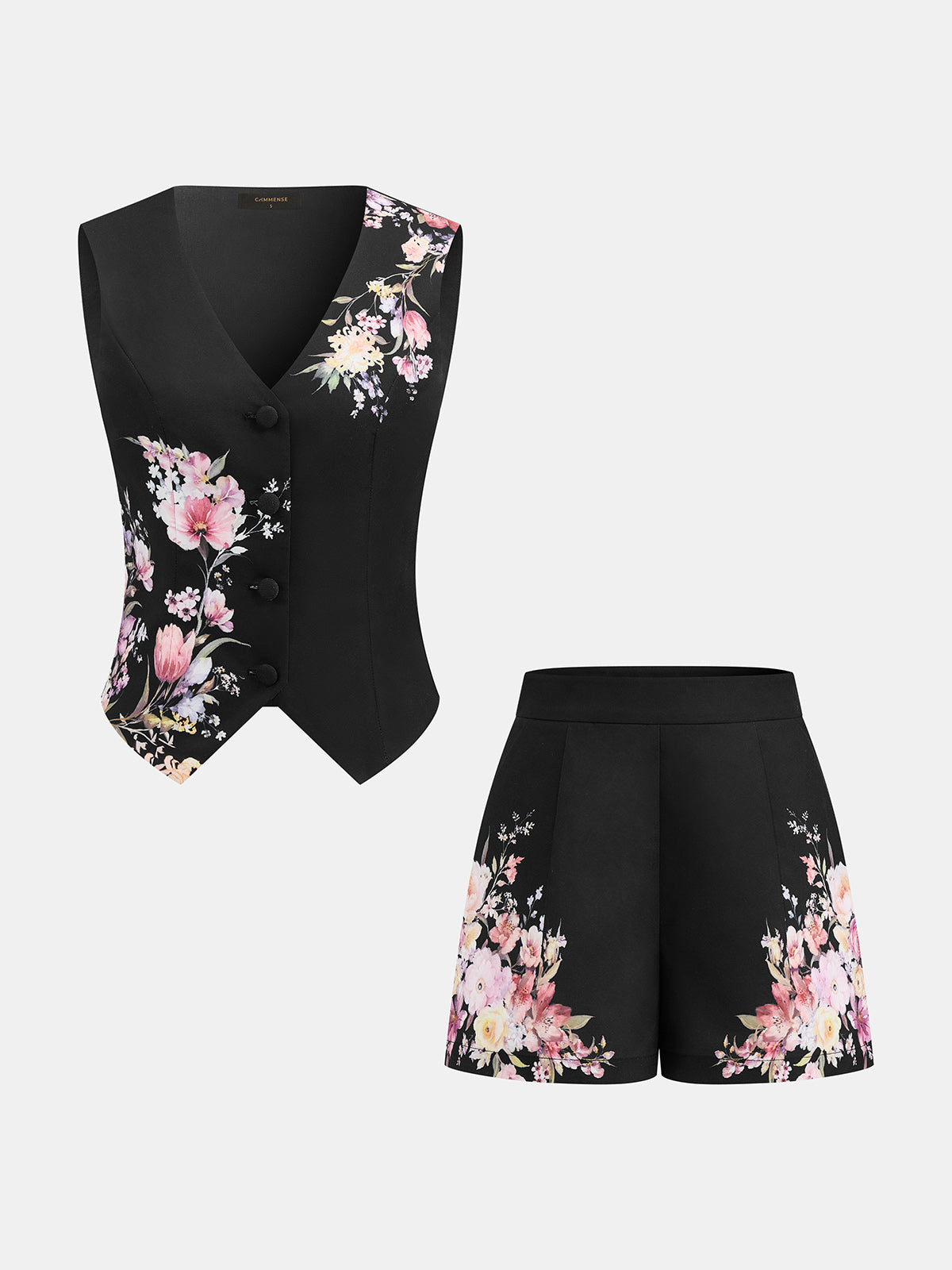 Floral Print Two Piece Shorts Set