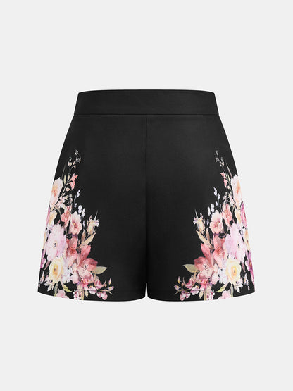 Floral Print Two Piece Shorts Set