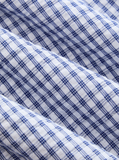 Gingham Lace Panel Sleeveless Peplum Shirt