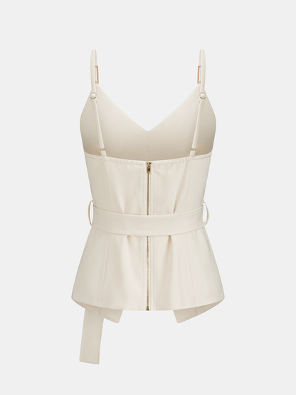Belted Cami Top & Pleated Wide Leg Pants Set