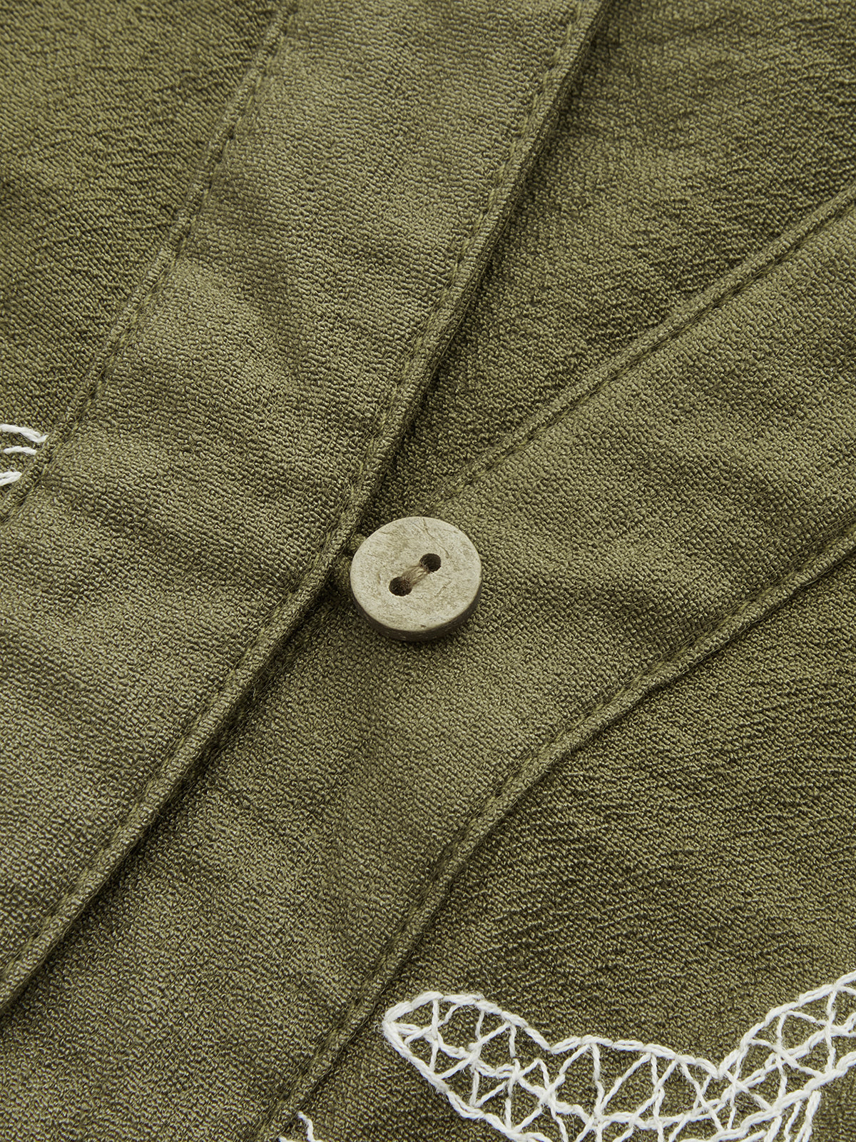 Cotton Linen Leaf Embroidered Shirt & Shorts Set
