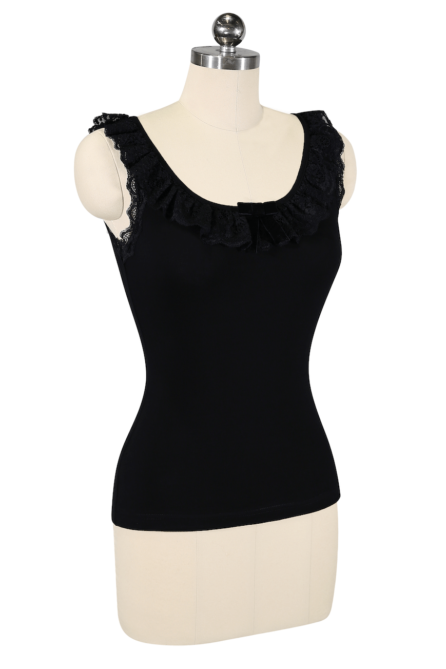 D'Amour Follies Madame Ruffle Singlet (Black)