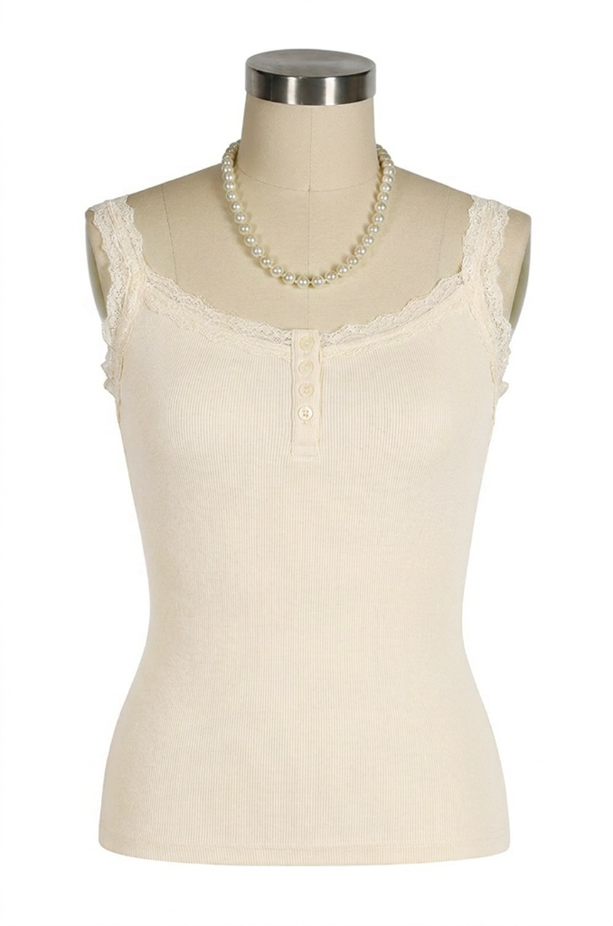 D'Amour Button Up Follies Singlet (Cream)