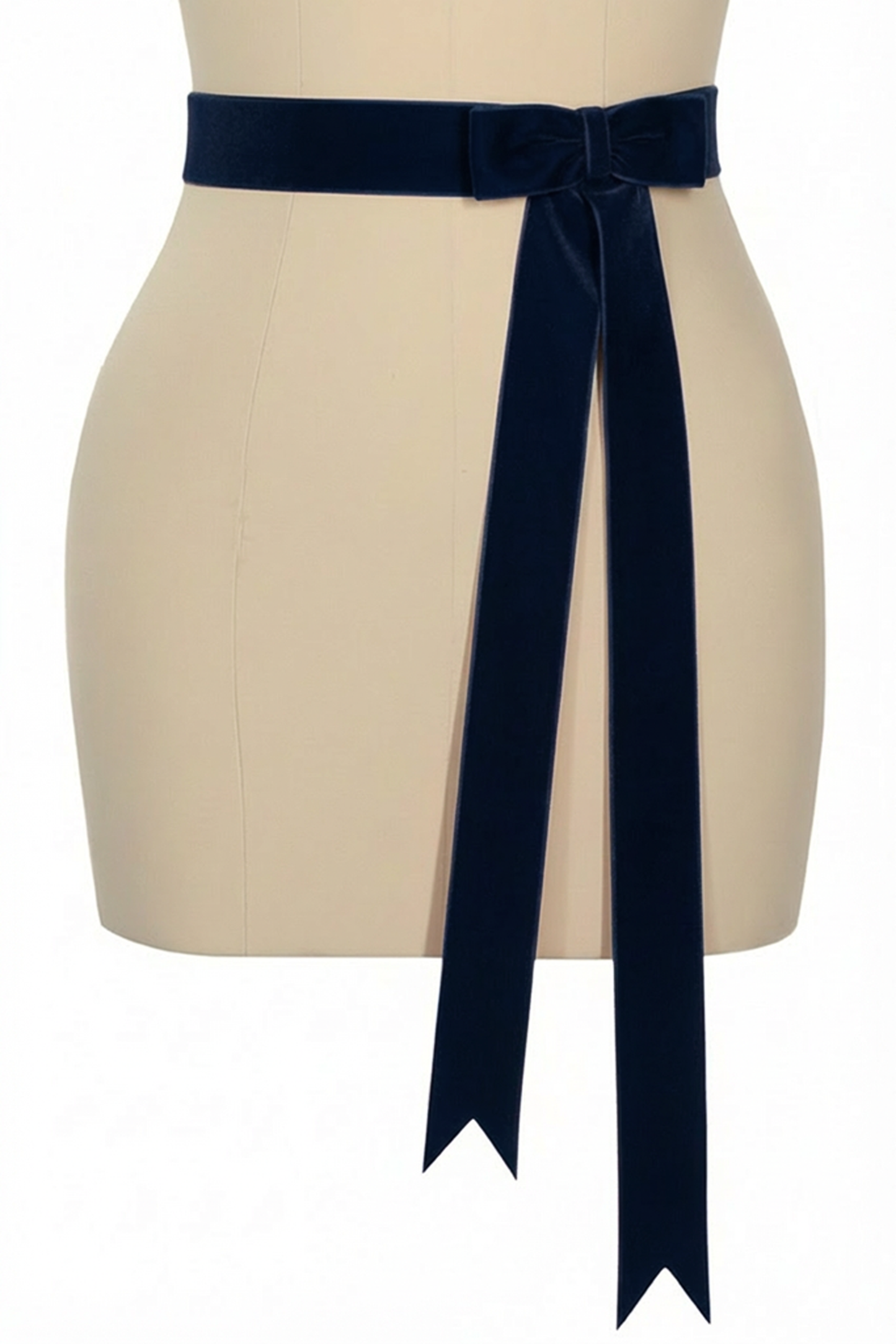 D'Amour Follies Velvet Bow Belt With Tails (Midnight Blue)