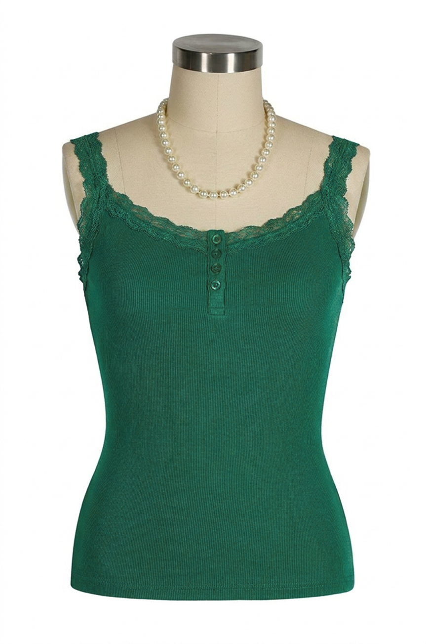 D'Amour Button Up Follies Singlet (Green)