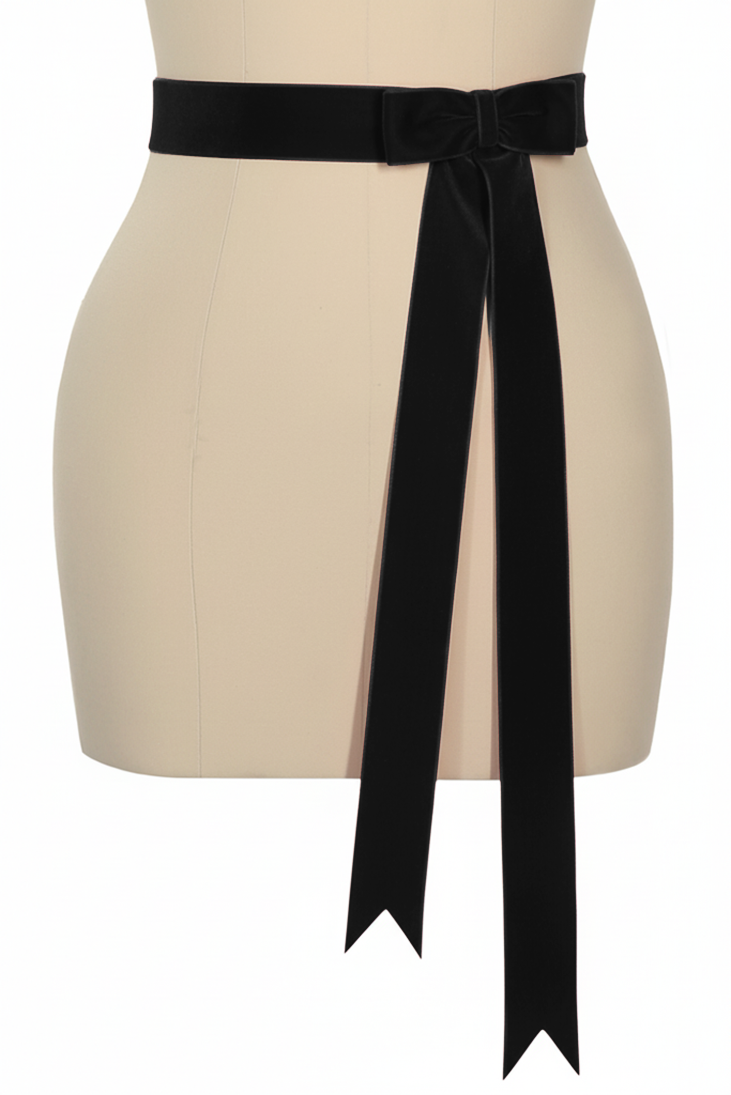 D'Amour Follies Velvet Bow Belt With Tails (Black)