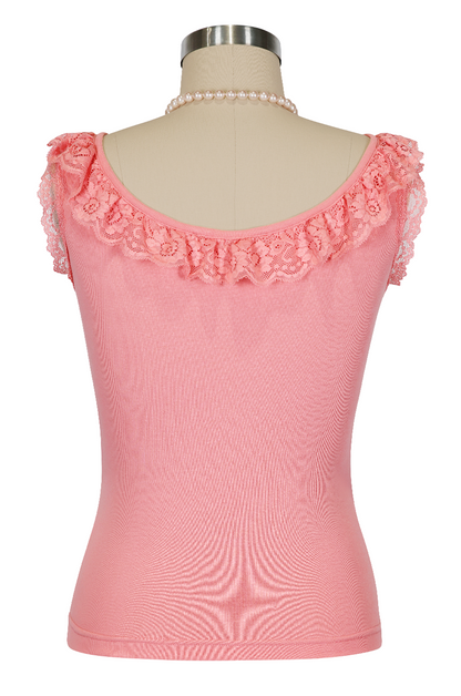 D'Amour Follies Madame Ruffle Singlet (Flamingo Pink) 