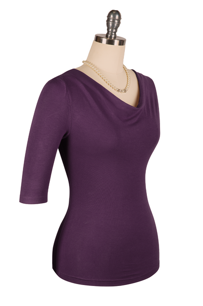 Manhattan Follies Cowl Neck Jersey Top (Purple)