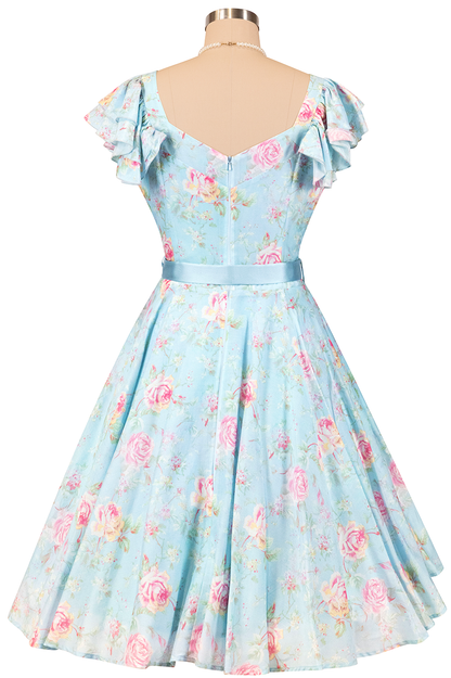 Morning Mist Belted Flutter Dress