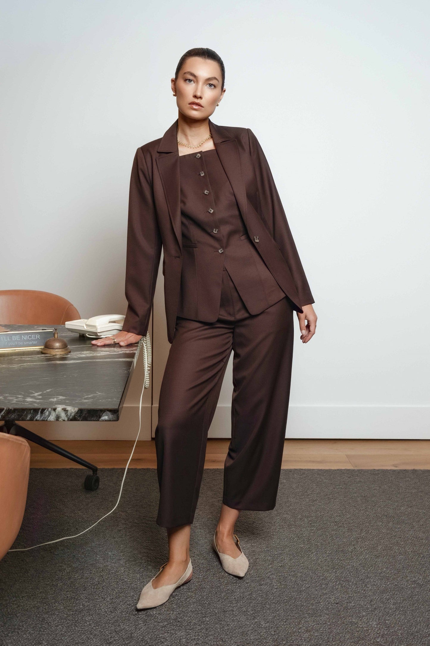 The Wool Blend Barrel Leg Pants