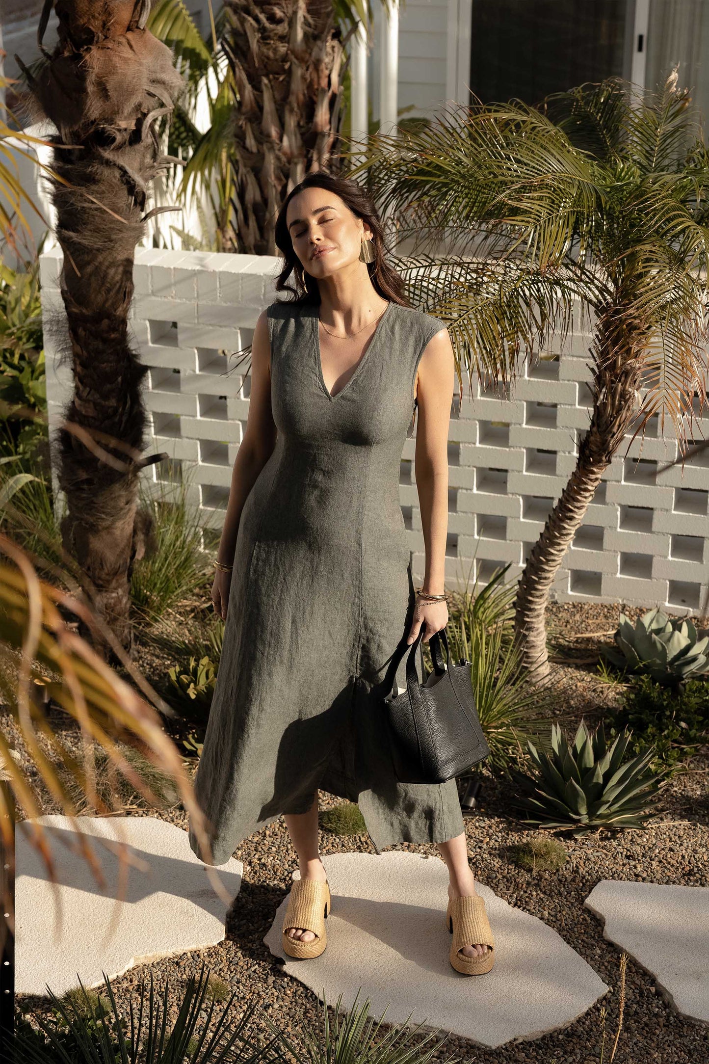 Alice V Neck Linen Dress
