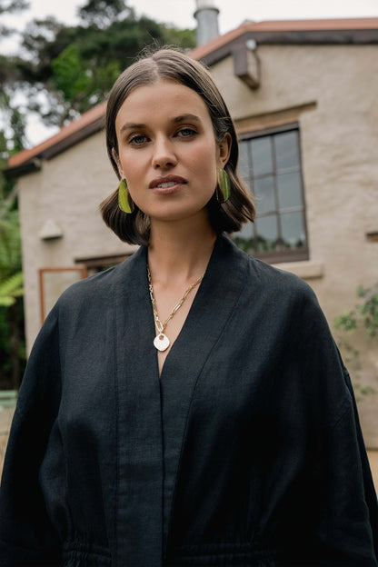 The Linen Studio Gather Waist Jacket
