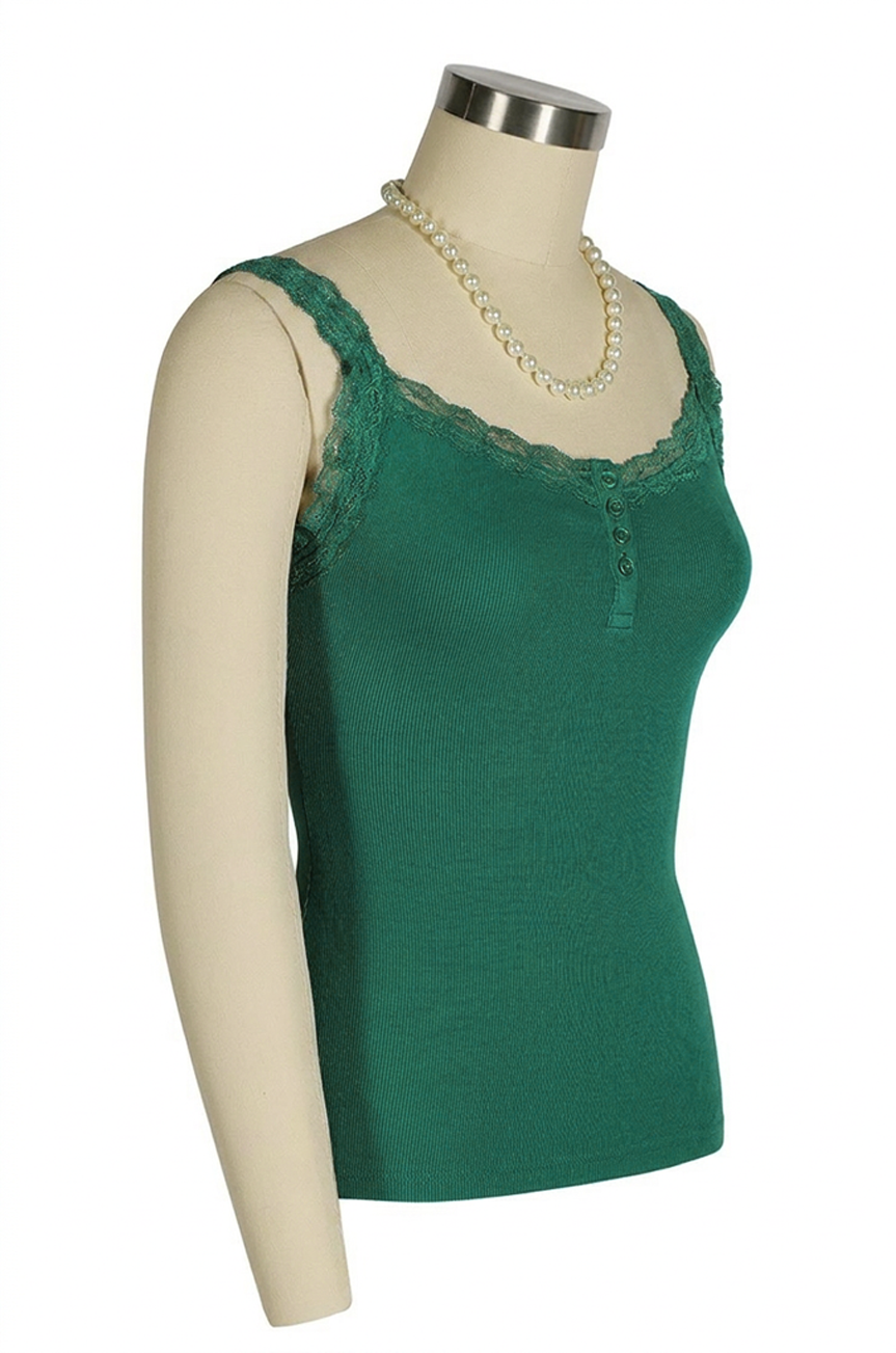 D'Amour Button Up Follies Singlet (Green)