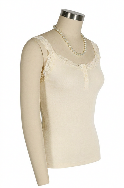 D'Amour Button Up Follies Singlet (Cream)