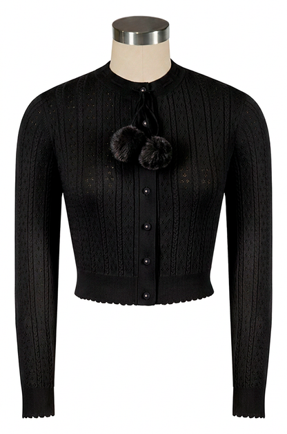Pom Pom Pussycat Cardigan (Black)