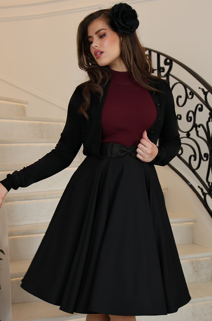D'Amour Long Sleeve Crop Cardigan (Black)
