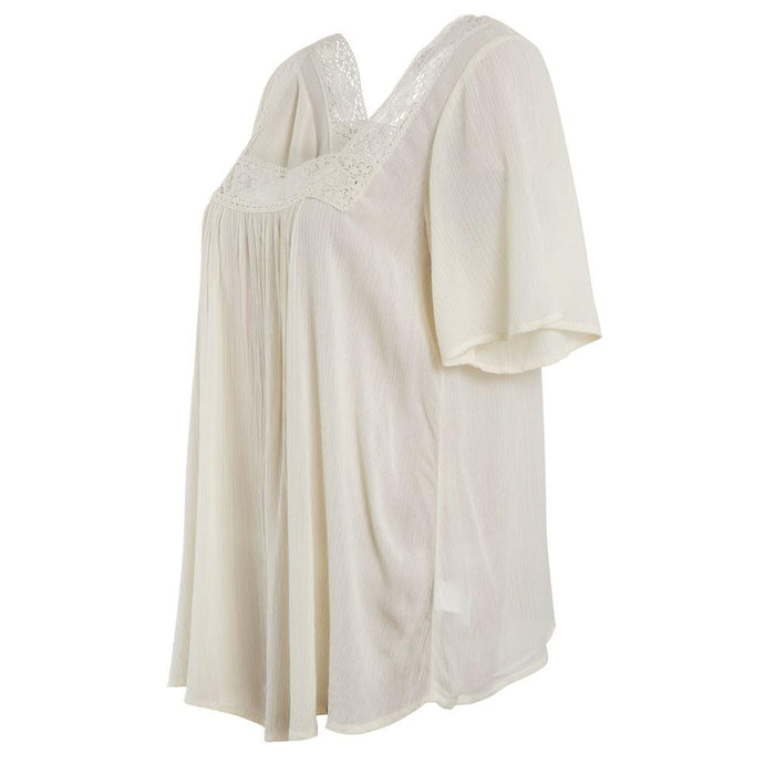 Blusa Women Ethnic White Beige
