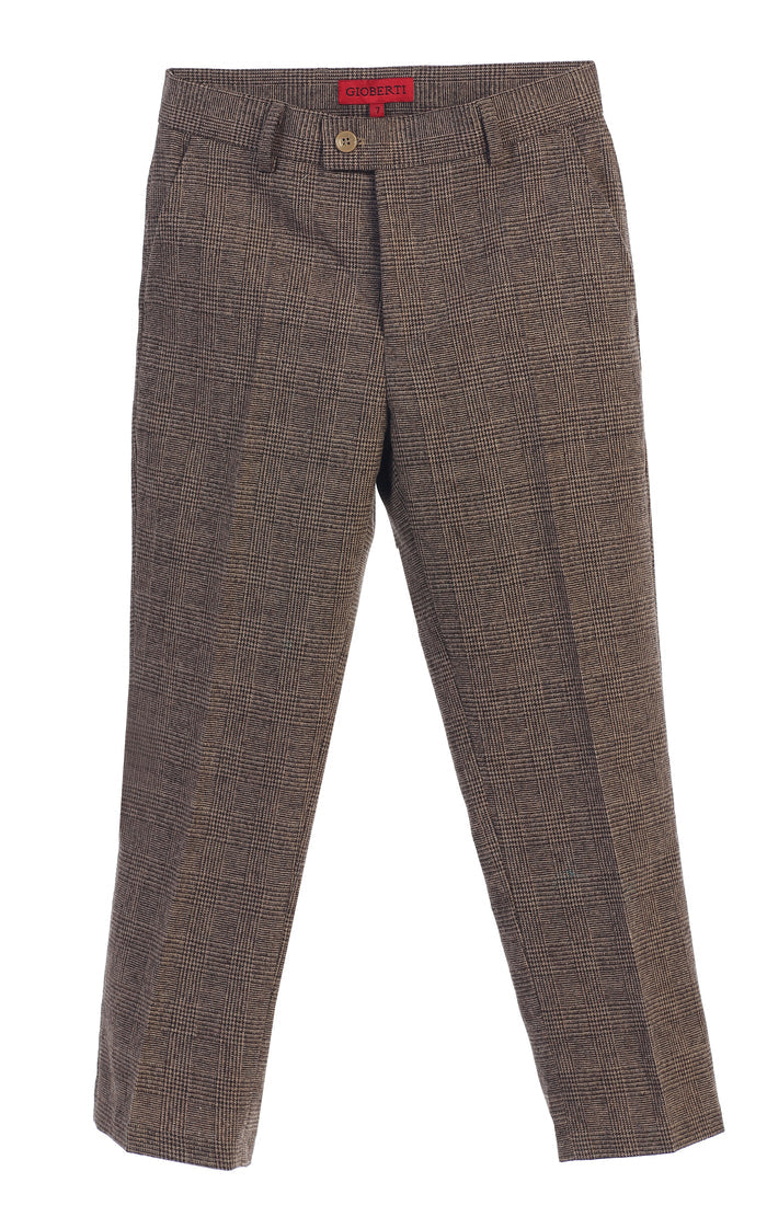 Boys 2 Piece Tweed Plaid Vest and Pants Set