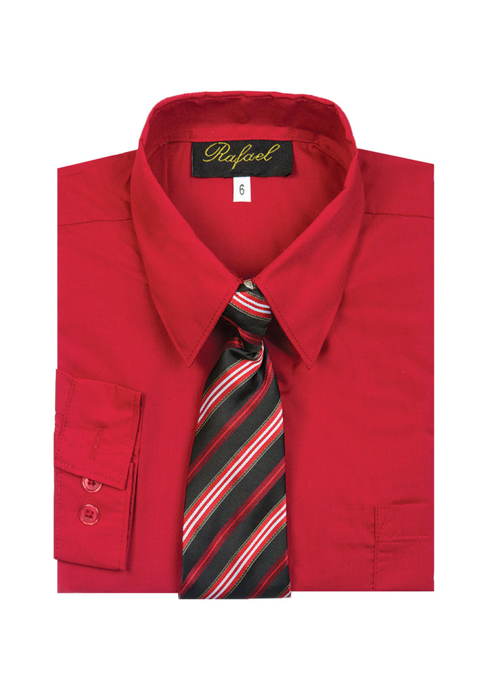Boys formal dress shirt with striped tie