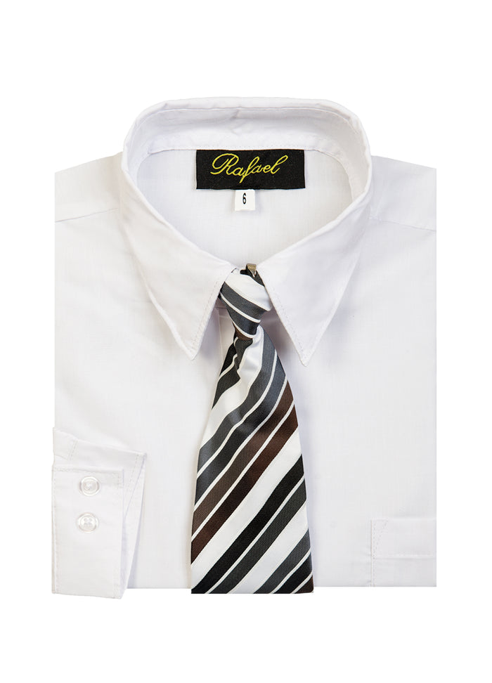 Boys formal dress shirt with striped tie