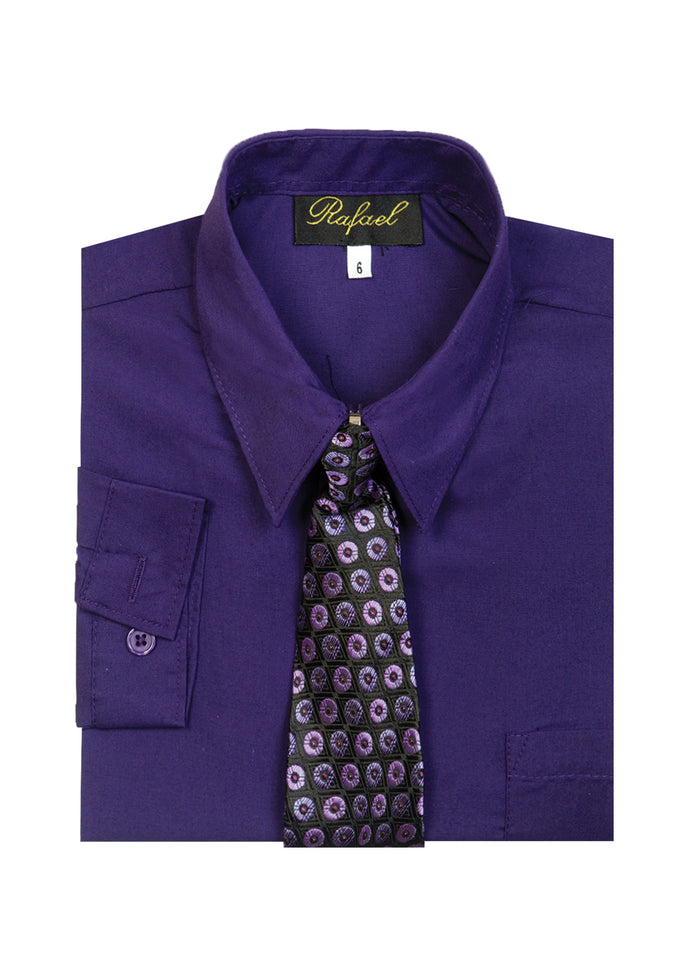Boys formal dress shirt with striped tie