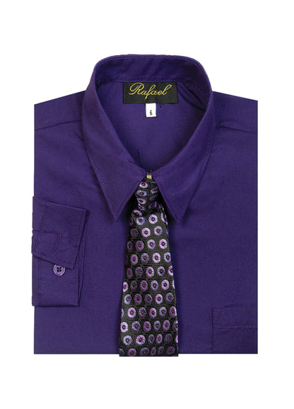 Boys formal dress shirt with striped tie