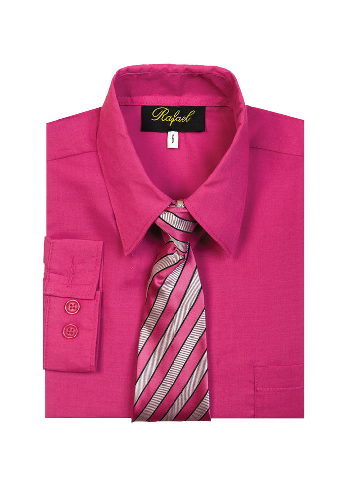 Boys formal dress shirt with striped tie