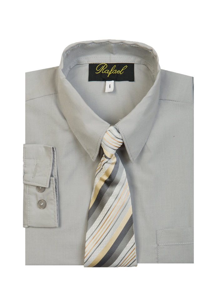 Boys formal dress shirt with striped tie