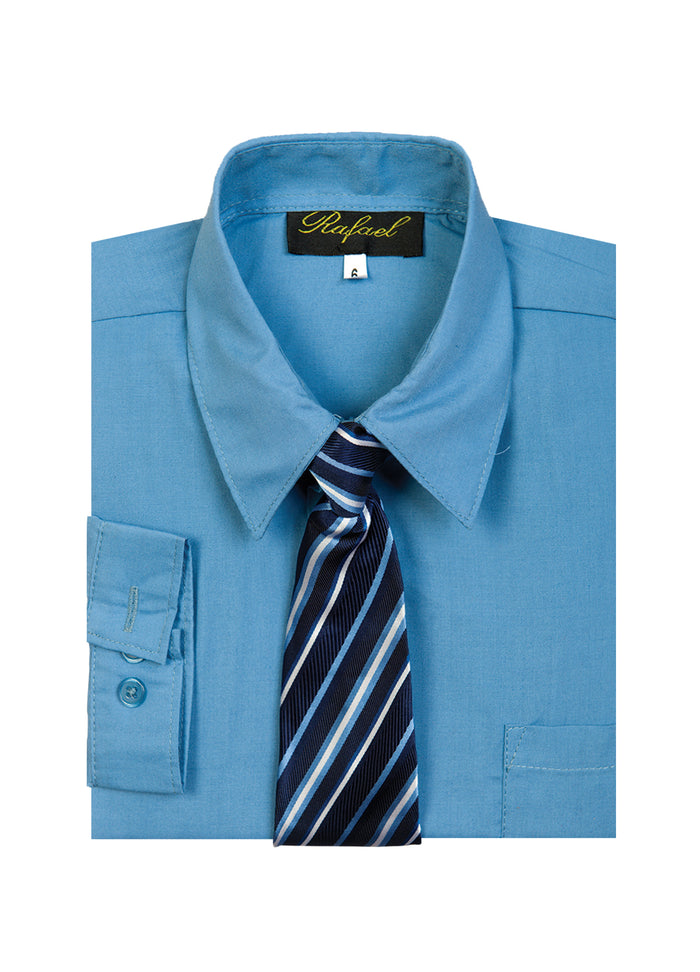Boys formal dress shirt with striped tie