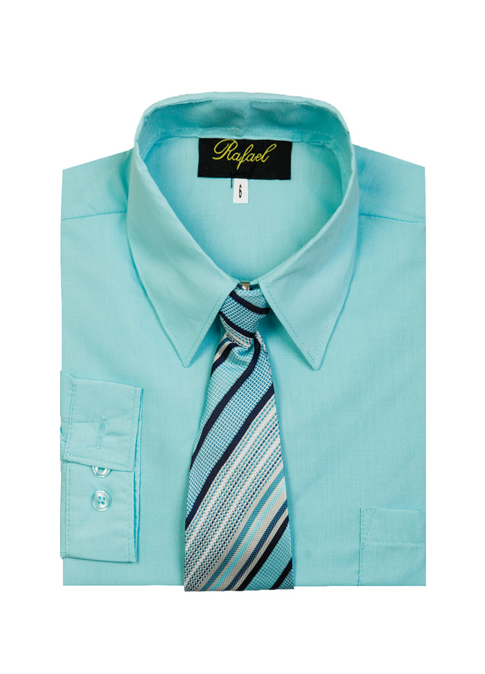 Boys formal dress shirt with striped tie