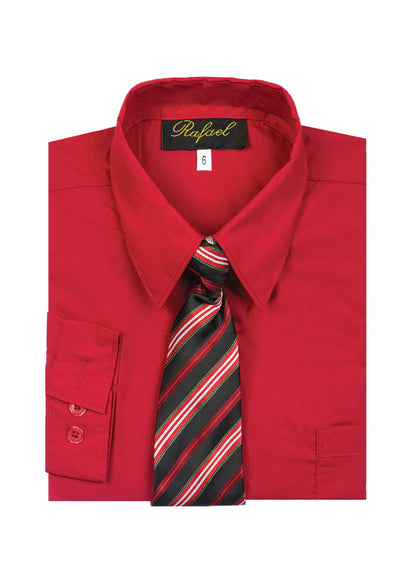 Boys formal dress shirt with striped tie