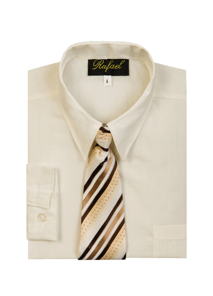Boys formal dress shirt with striped tie