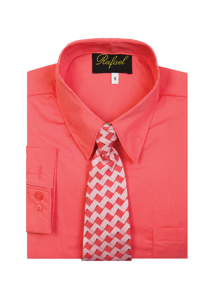 Boys formal dress shirt with striped tie