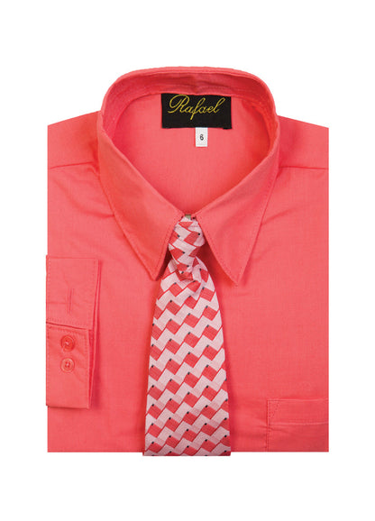 Boys formal dress shirt with striped tie