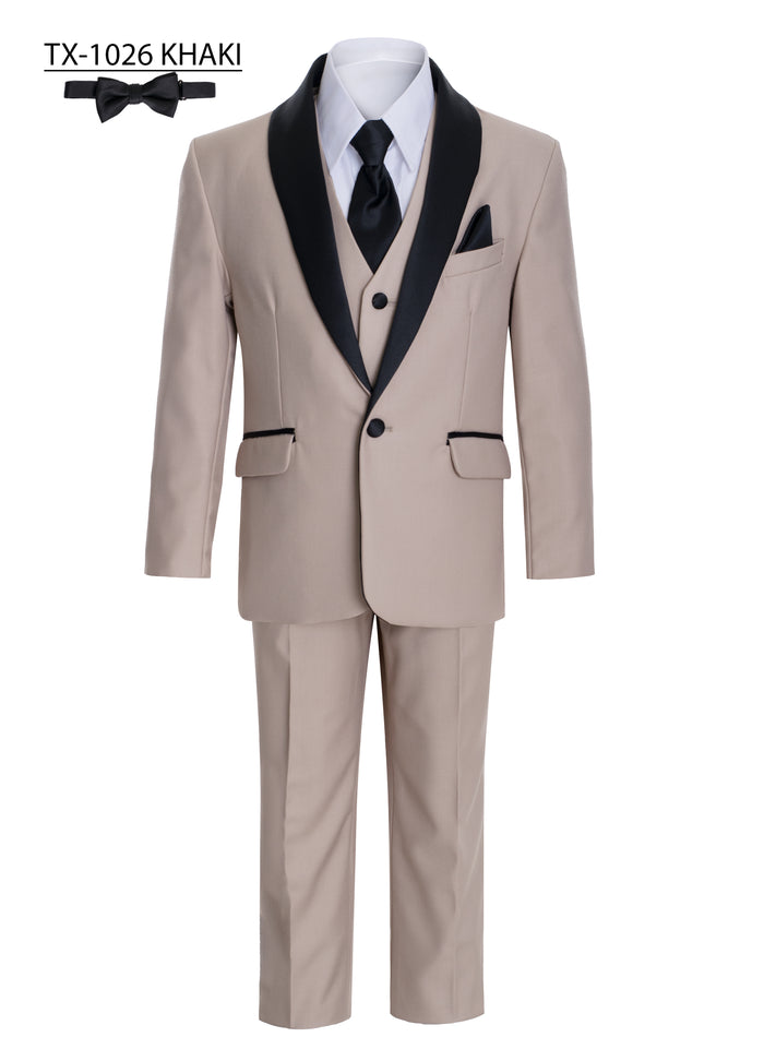 Boys formal Khaki Shawl Lapel tuxedo suit (7 pcs)