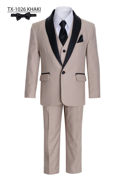 Boys formal Khaki Shawl Lapel tuxedo suit (7 pcs)
