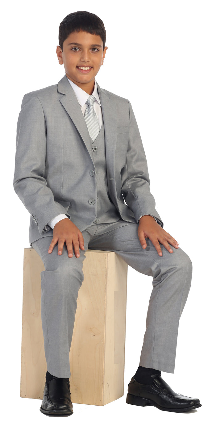Boys formal Light Grey regular suit (7 pcs)