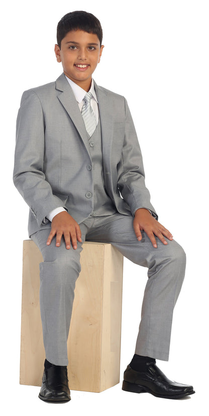Boys formal Light Grey regular suit (7 pcs)
