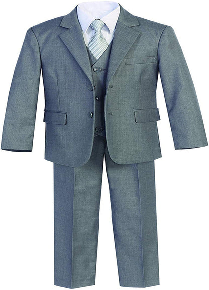 Boys formal Medium Grey Regular Suit (7 pcs)