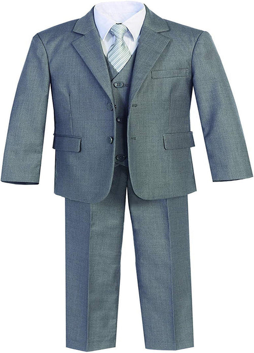 Boys formal Medium Grey Regular Suit (7 pcs)
