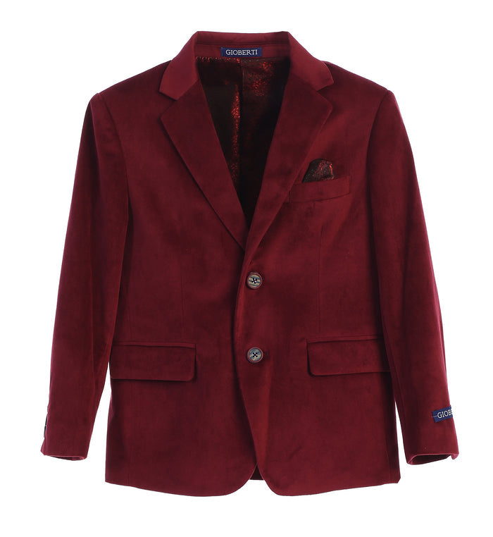 Boy's Formal Velvet Blazer with Designed Buttons