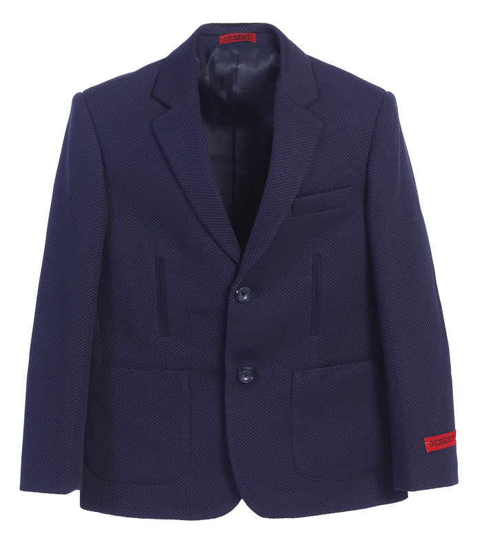 Boy's Lightweight Waffle Weave Textured Blazer Jacket