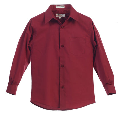 Boys Long Sleeve Solid Dress Shirt