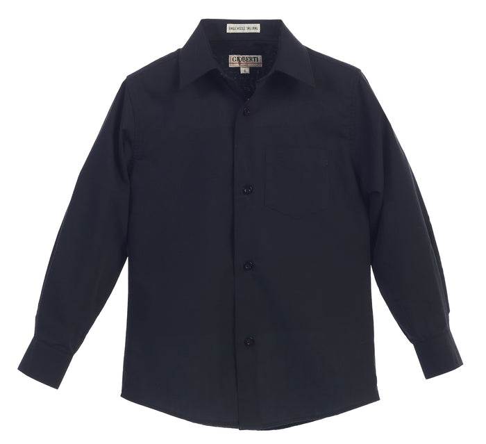 Boys Long Sleeve Solid Dress Shirt