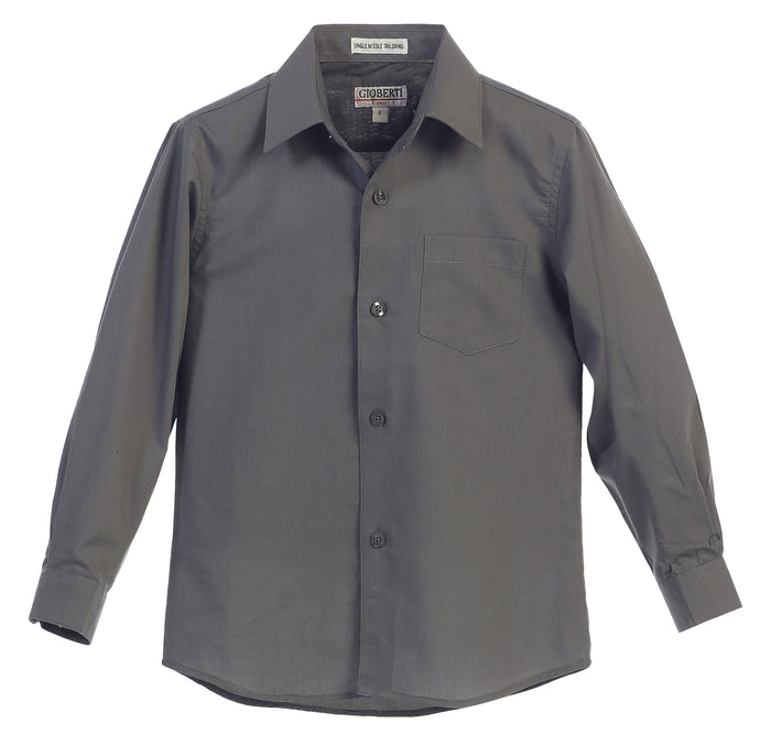 Boys Long Sleeve Solid Dress Shirt