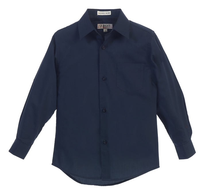 Boys Long Sleeve Solid Dress Shirt